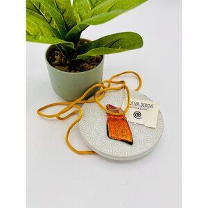 Killer Designs Orange Fused Glass Pendant Necklace | NEW | Thanksgiving